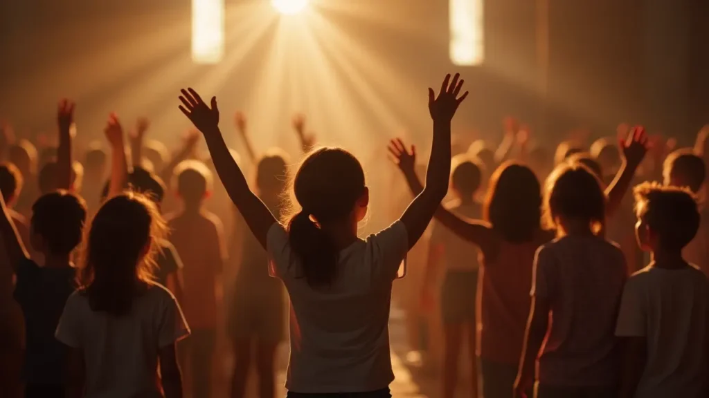 Children worshipping God