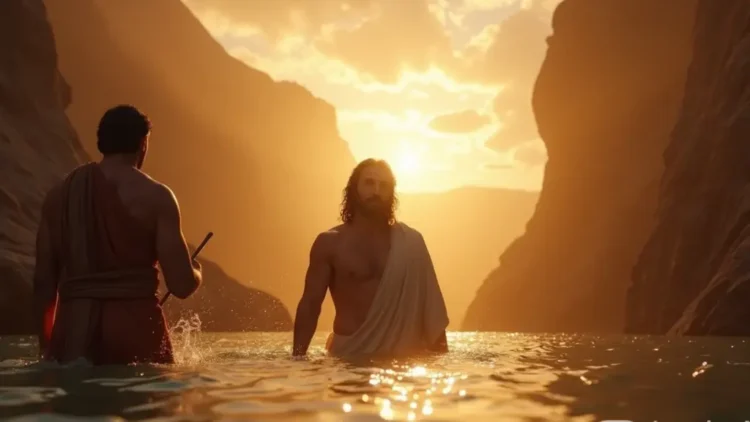 Jesus baptized in Jordan