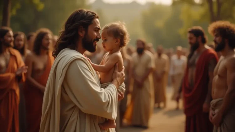 Jesus holding child