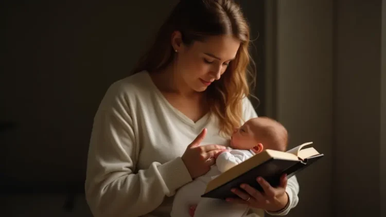 Mother praying for baby