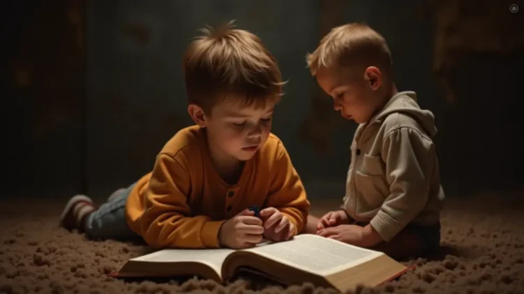 Child praying with a Holy Bible during quiet time
